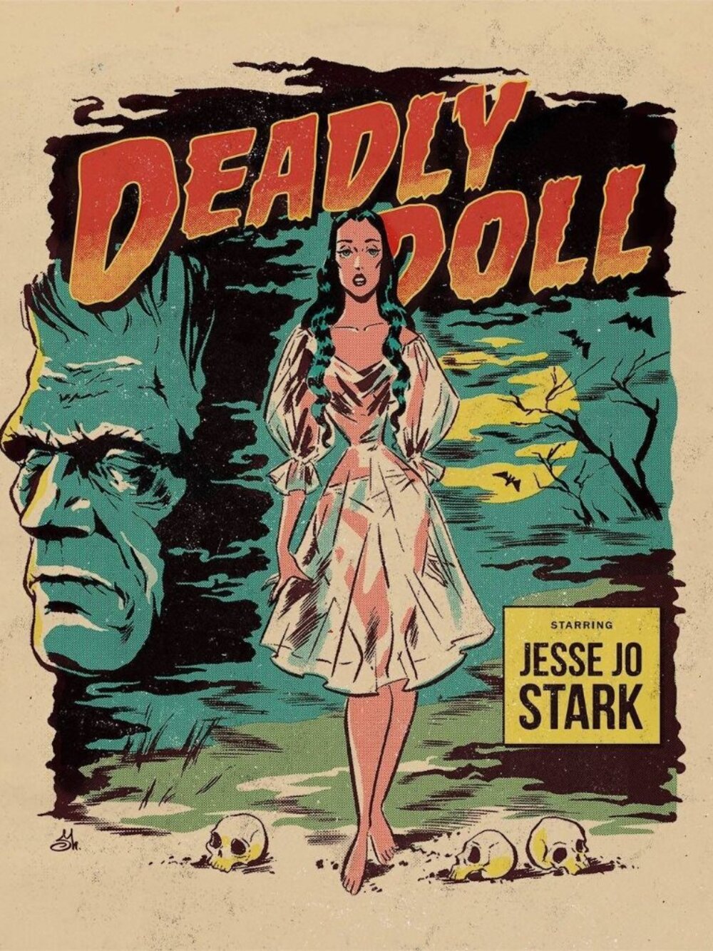 DEADLY DOLL VINTAGE HORROR COMIC STYLE FRAMED POSTER